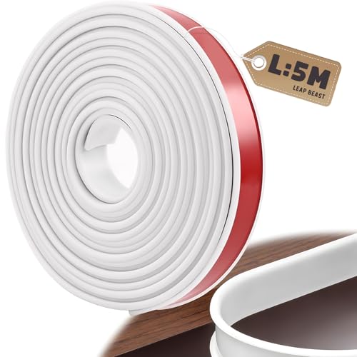 LeapBeast Forma U Cinta de Madera Cantos, 5M TPE Adhesiva Perfil Goma Cantoneras Cubrecantos, Silicona Cinta Tiras de Cantear - Bordes Mesa Muebles Protector