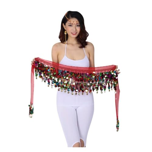 YNGHWU Falda Danza del Vientre Falda de Cadera for Danza del Vientre Multicolor for Mujer, Bufanda, cinturón Envolvente, Bufanda de Cadera con Lentejuelas for Danza del Vientre(R)
