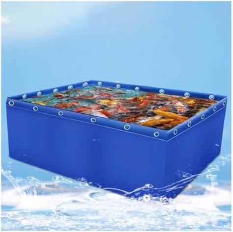 PVC Canvas Outdoor Aquarium Pool Pond with Drain Valve - Temporary Holding Tank for Koi, Turtles & Saltwater Fish - Durable Water Storage Tarp for Fish Pond Use