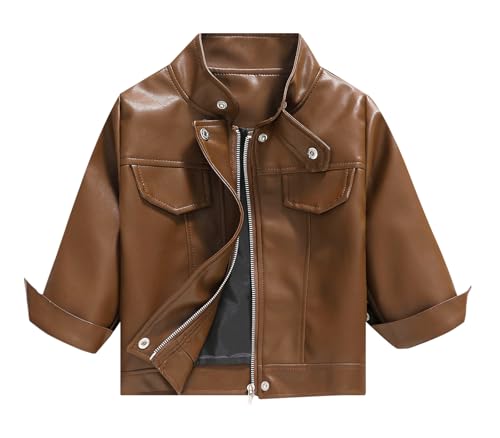 Happy Cherry Toddler Leather Jacket for Boys Girls Motorcycle Jacket Warm Winter Coat