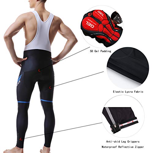 X-TIGER Men’s Cycling Bib Pants Winter,5D Padded Cycling Bike Tights,Thermal Compression Bicycle Leggings - Thumbnail 3