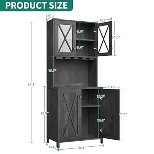 YITAHOME Kitchen Pantry Cabinet Storage with Microwave Stand, 67'' Tall Pantry Buffet Cabinet w/Acrylic Glass Doors and Glass Holder, Freestanding Hutch Cupboard for Home, Kitchen, Charcoal Grey YITAHOME Kitchen Pantry Cabinet Storage with Microwave Stand 67 Tall Pantry Buffet Cabinet wAcrylic Glass Doors and Glass Holder Freestanding Hutch Cupboard for Home Kitchen Charcoal Grey