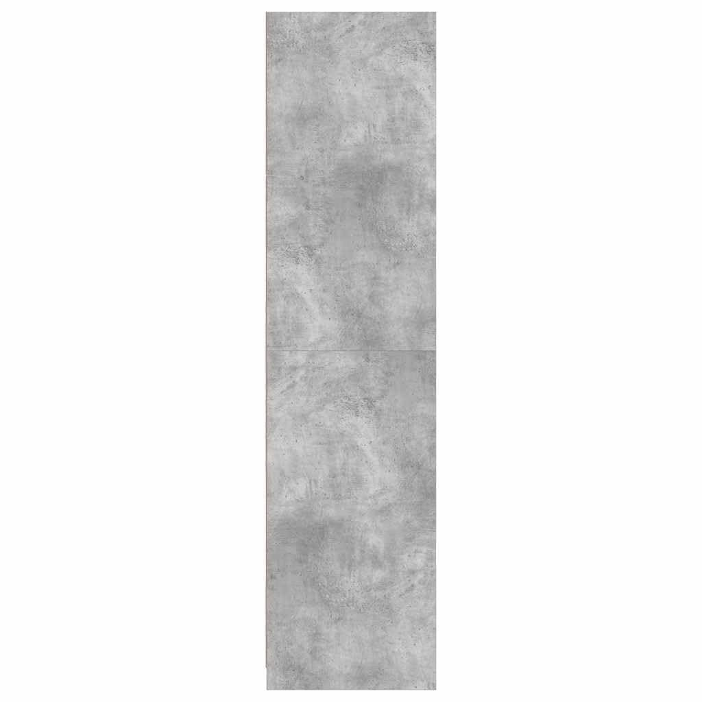 Kleiderschrank Betongrau 100x50x200 cm Holzwerkstoff mit Schiebetüren, 3 Fächer, Hängestange, vielseitiges Aufbewahrungssystem für Schlafzimmer Flur Kinderzimmer und mehr