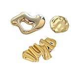Set de 3, 2 Broches Dorados de Forma Irregular y 1 Botón Metálico para Blazer Camisa, Acero Inoxidable, Pin para Ropa Joya, Accesorios Elegantes para Bodas y Ocasiones Especiales, Estilo Vintage