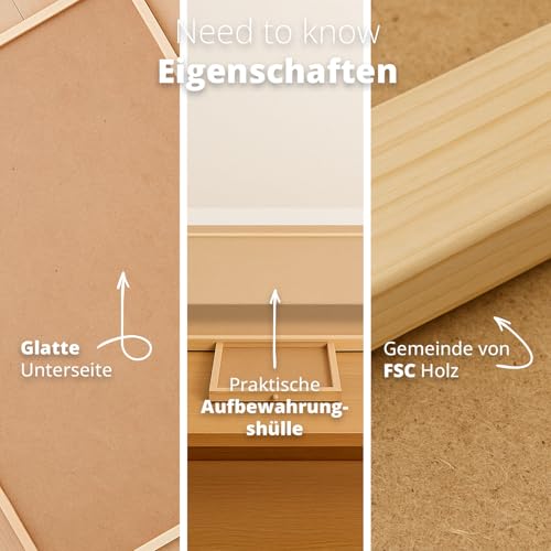 Drehbares Puzzle Board mit Schubladen & Abdeckplatte – Puzzletisch für 1000 Teile, 360° rotierbar, Rutschfester Filz, Sortierfächer, stabiles Holzbrett zum Puzzeln