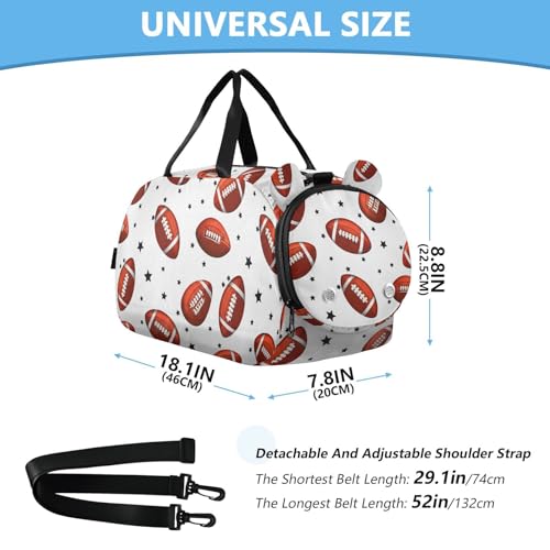 Stars Football White Kids Travel Duffel Bag for Boys Girls Overnight Weekend Tote Bag with Shoes Compartment for Dance Gym Sports3