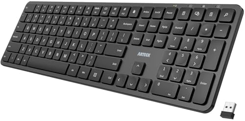 Arteck 2.4G USB Wireless Keyboard Full Size Keyboard for...