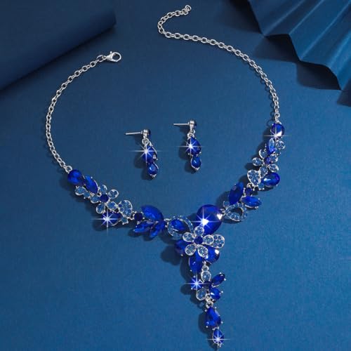 Image of Shining Diva Fashion Stylish Design Fancy Crystal Necklace Jewellery Set for Women | Trendy Celebrity Inspired Jewellery