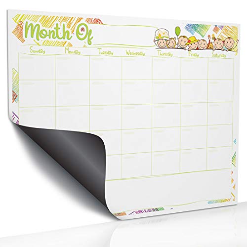 Magnetic Dry Erase Monthly Calendar Whiteboard for Fridge by planOvation | Large Dry Erase Whiteboard Magnetic Monthly Calendar, Large Refrigerator Calendar
