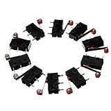HiLetgo 10pcs KW12-3 Roller Lever Arm Micro Limit Switch Normally Open Close Limit Switch Black
