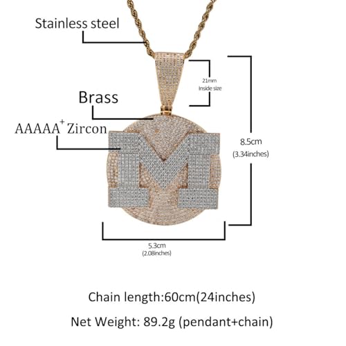 53mm Iced Out Letter Pendant, 24" Rope Chain, Hip Hop CZ Necklace for Men, Statement Jewelry for Birthday, Christmas, Valentine’s Day, or Daily Streetwear3