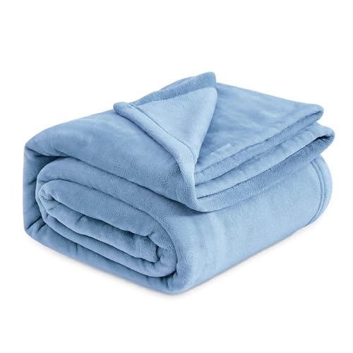 Image of VOMZER Premium Plush Double Blanket | 300 GSM Lightweight Cozy Soft for Bed Sofa Couch Travel Camping| 153x229 Cm /60x90 Inches Washed Blue