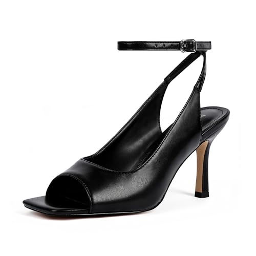 Image of Modatope Womens Heels Square Open Toe High Heels Ankle Strap Heeled Sandals for Women Party Wedding
