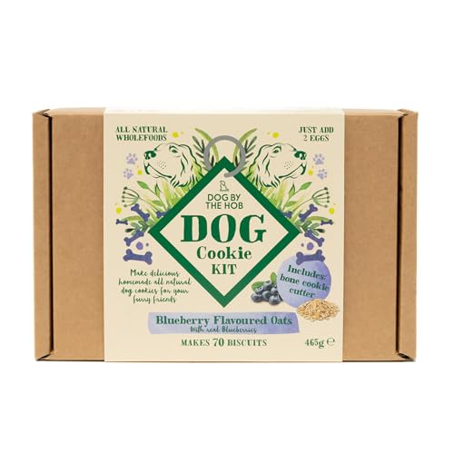 Dog By The Hob - Cookie Making Kit for Dogs | Blueberry & Oat Flavour | Included Bone Shaped Cookie Cutter | Ideal Dog Lover's Makes Over 70 Cookies