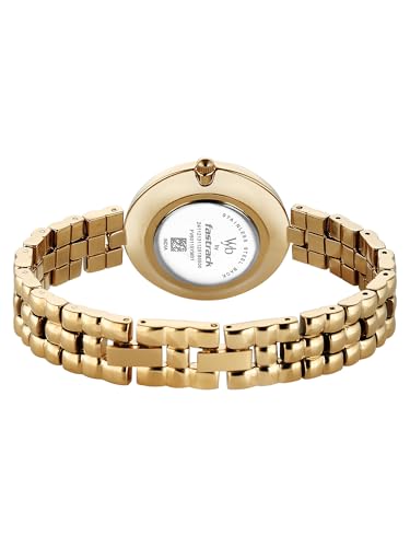 Image of Fastrack Vyb Iconique with Quartz Analog Green Dial Gold Zinc Alloy Strap Watch for Girls - FV60115YM01W