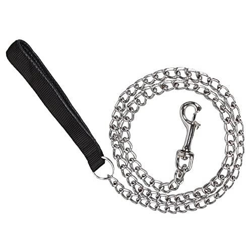 PETTOM Guinzaglio Catena per Cani Taglia Grande Media Piccola Robusto con Morbido Antiscivolo Resistente Manico Nylon, Argento L 120 * 0.4 CM