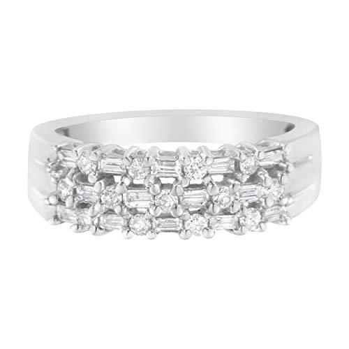 Haus of Brilliance 14KT White Gold 1/2 cttw Diamond Baguette and Round Brilliant-cut Band Ring (H-I, SI1-SI2) - Size 7