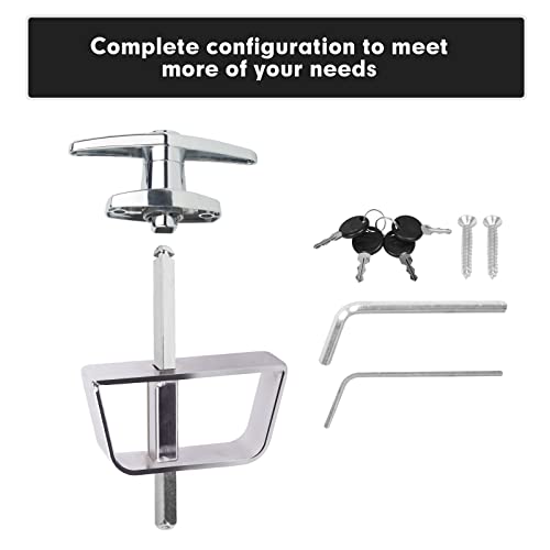 Shed Door Latch T-Handle Lock Kit With 4 Keys, Bteobfy 5-1/2" Stem Storage Barn Shed Door Hardware Lock Set For Playhouses, Chicken Coops,Camper (Silver) #TOP4