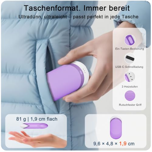 Karecel Handwärmer Elektrisch mit Wärmeleit-Silikon, Vollflächige Wärme – Ansicht 5