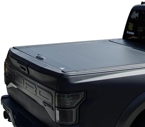 格納式 ロールアップ ハードトラック荷台 トノカバー 2004-2023 フォード F150 5フィート トラック荷台用 マットブラック アルミニウム 防水