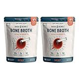 Bare Bones Beef Bone Broth Instant Powdered Mix | Rich Savory Packets on-the-Go No Artificial Flavors | 100% Grass Fed Keto & Paleo Friendly | Sticks 10g Protein | 32 Pack