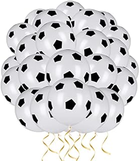 24 pieces Football Balloons,12 inch Sport Balloon,Black White Soccer Balloons for 2022 World Cup Football Party Kids Sport Theme Birthday Party Decorations