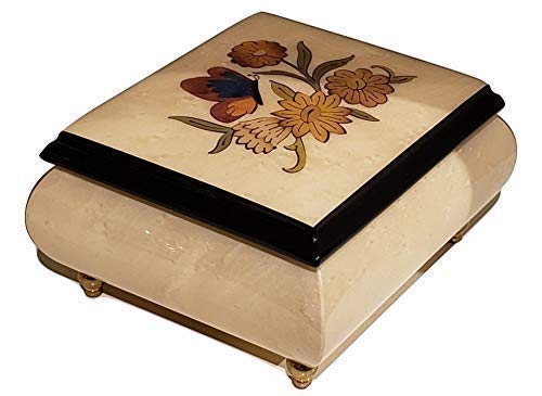 Splendid White Ballet Slipper Italian inlaid music box jewelry box Handmade in Sorrento Italy with customizable tune options