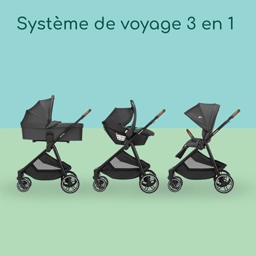 Bebeconfort Luvia Trio, Poussette 3 en 1, 0-4 ans (0-22 kg), Poussette bébé, Siège auto bébé, Nacelle, Pliage intelligent, Guidon réglable, Absorption des chocs sur les roues, Mineral Graphite – Image 4