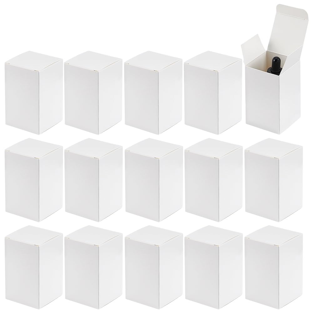 PH PandaHall 30pcs 2x2x3 inch Paper Essential Oil Packing Box, Candle Boxes Packaging Shot Glass Boxes Kraft Paperboard Gift Box for Christmas Glass Dropper Bottles Diffuser Bottles, White
