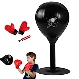 Derwrtup Saco de Boxeo para Escritorio - Piel De PU Relajante,Saco De Boxeo para Entrenamiento En Escritorio,para Hombres Mujeres Principiantes Adolescentes Aficionados Al Deporte Gimnasio Casa