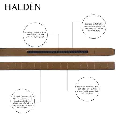 Image of HALDEN Canvas Leather Belt For Men with Magnetic Auto Lock Buckle, Adjustable Strap, Fits Up to 44 inch Waist, Stylish & Durable Belt for Daily Wear