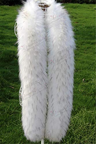 Ldfway Long Men Women Faux Fur Collar Winter Warm Wrap Stole Scarf Shawl Shrug (White Black Tips) #TOP3