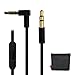 Replacement Audio Cable Cord w/ In-line Remote & Microphone + Original Replacement Leather Pouch Bag for Beats by Dr Dre Headphones Solo Studio Pro Detox Wireless Mixr Executive (Black)