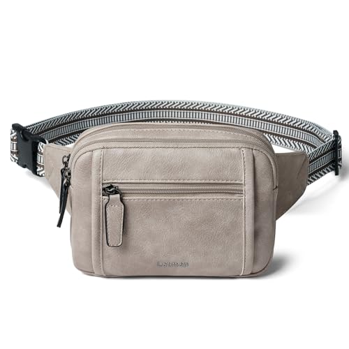 Image of LATMAP 3L TRIPLE ZIP Fanny Packs Belt Bag For Women Men Crossbody Waist Pack Sling Chest Bum Travel Bag Purse Faux Leather Fashion Cute Grey
