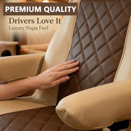 BeadChica RV Seat Covers Captains Chairs,Faux Leather Motorhome Seat Cover 2PCS for Class A RV,Camper Trailer & Van,Pet Friendly and Waterproof with Armrest Covers & Storage Pockets(Coffee) - Thumbnail 4