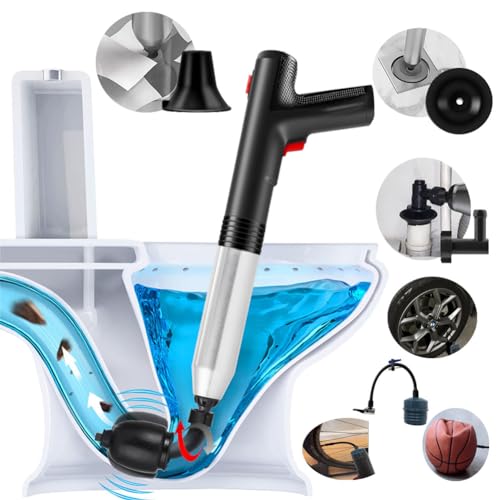 Lihu 360 ° Activity Electric High Pressure Plunger,Clogged Pipe,Sewer,Floor Drain Unclog Gun,Powerful Pneumatic Dredge Equipment Unclog to Bathroom Toilet Unblocker Plunger Kitchen Sink(Black)