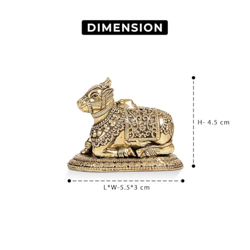 Image of Brass Nandi Idol for Home Temple & Pooja Room | Handmade Nandi Statue for Shiv Pooja, Meditation & Spiritual Decor | Pure Brass Nandi Murti for Mandir, Shivling & Home Decoration