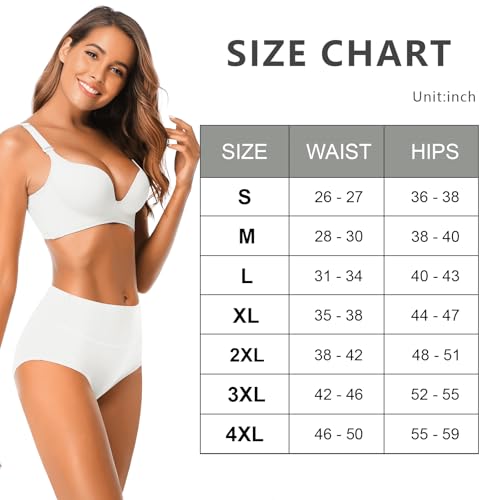 Image of Womens Underwear,Cotton Mid Waist No Muffin Top Full Coverage Brief Ladies Panties Lingerie Undergarments for Women Multipack