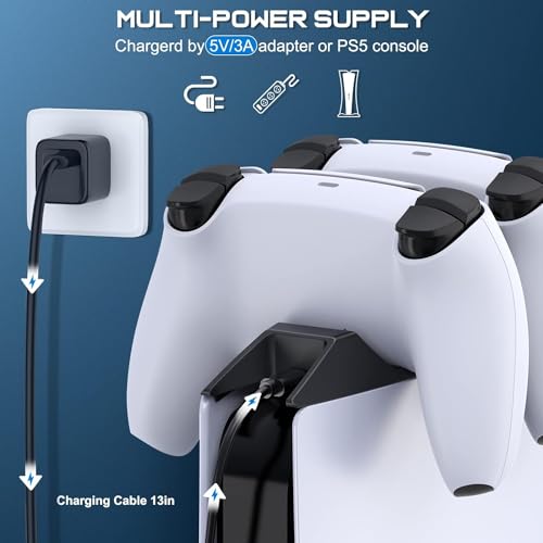 Image of Ant Esports PS5 Controller Charging Station Dual Sense Fast Charging Dock for PS5 Controllers, LED Indicator, Dual Controller Charger Stand, Safe & Compact - Black