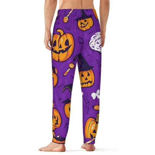 Halloween Witch Pumpkins Breathable Mens Pajama Pants Lounge Sleep PJ Bottoms Sleepwear Jogger2