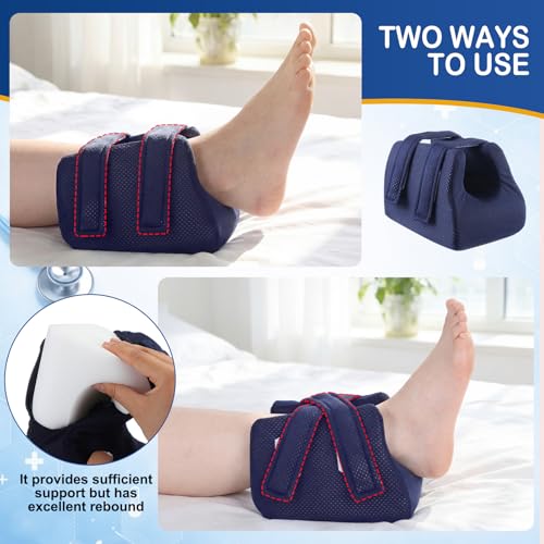 Image of Novabright 2 Pcs 3D Heel Protectors Foot Wedge Pillows Support Boot Bed Sore Pillow for Pressure Sores Bedridden Patients Relief Pressure Ankle Ulcers (Navy Blue)