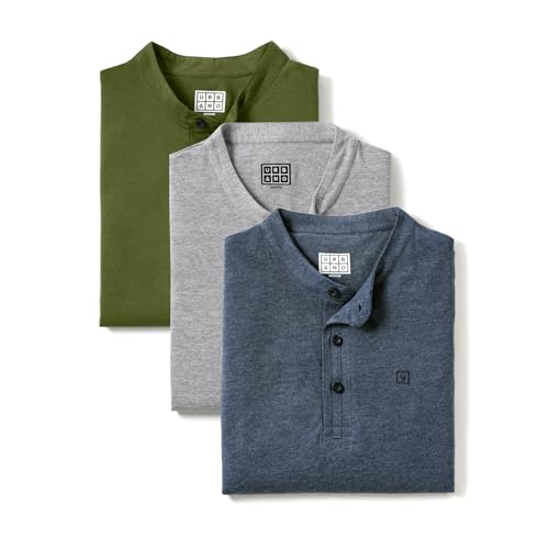 Image of Urbano Fashion Men's Multicolor Solid Mandarin Collar Slim Fit Cotton T-Shirt Pack of 3