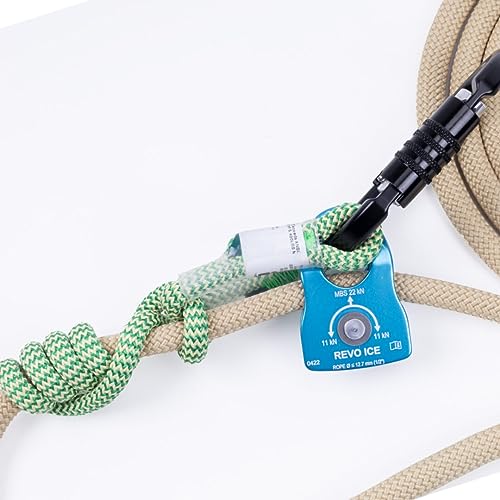 Image of RNA Ice Positioning Lanyard System - 4pc Set with 12ft Tritech Rope, Revo Ice Pulley, 28 inch Ocean Hitch Cord, and Omega Pacific Raider Carabiner - Made in USA