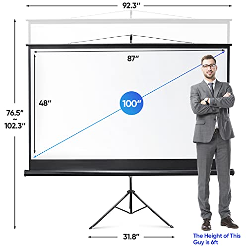 image for ZENY 100 Inch Projector Screen with Stand Indoor Outdoor Portable Proj