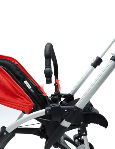 Image of Baby Stroller Bumper Bar Replacement Armrest Detachable Stroller Bar Armrest Handlebar Crossbar Accessories Just for Bugaboo Bee3 Bee5 Black PU Leather Handle Cover, Adjustable Angle