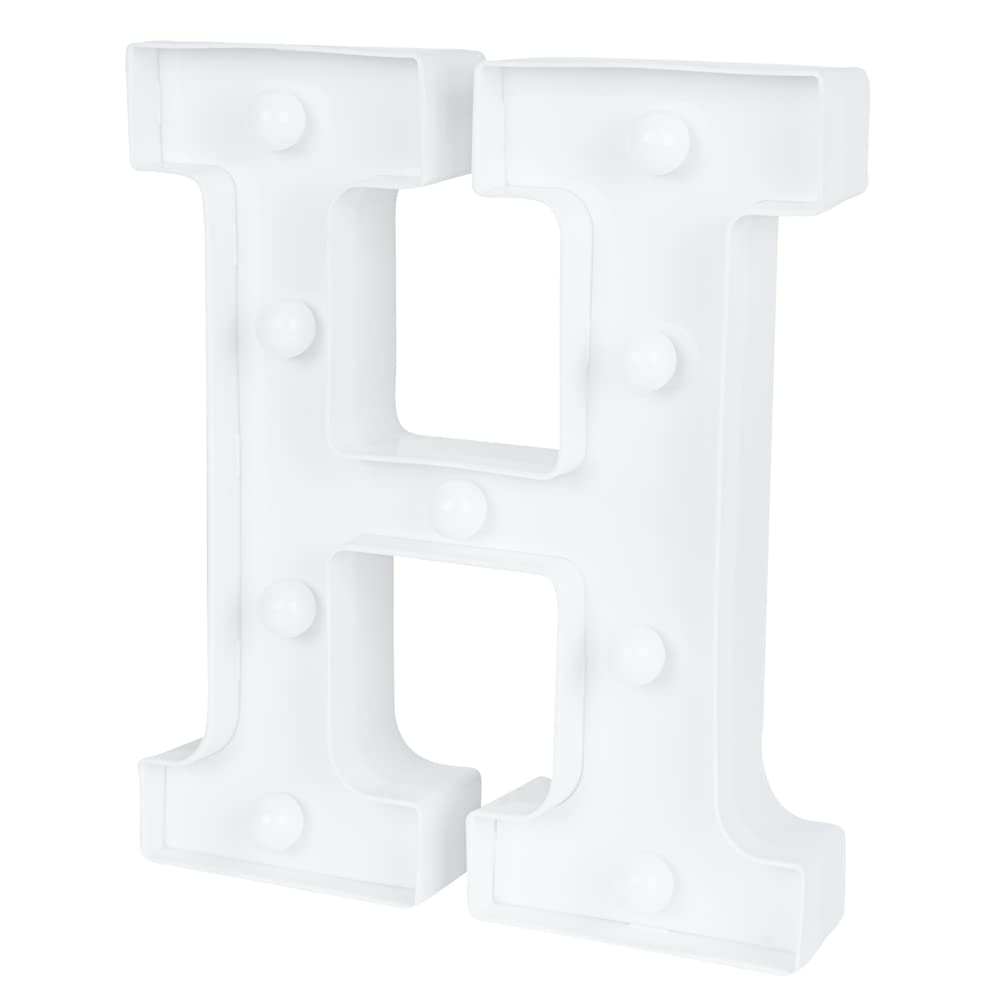 Restaurantware-Illumify 6 x 1.2 x 8.7 Inch Light Up Letter, 1 Durable Marquee LED Light - Letter H, Touchproof, White Plastic Party Alphabet Accent, Keyhole Slot, For Weddings, Or Special Events