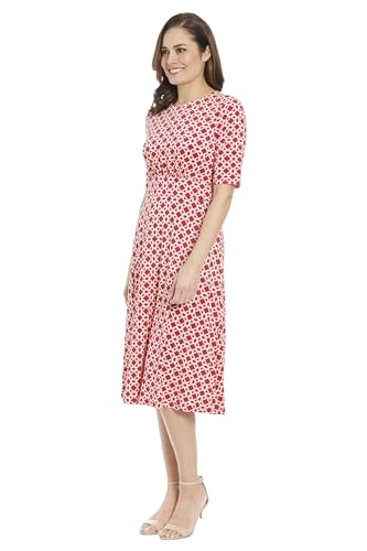 Image of London Times Women's Womens Elbow Sleeve A-line Midi - Pretty Garden Party Dress - Special Occasion Wedding Guest Dress