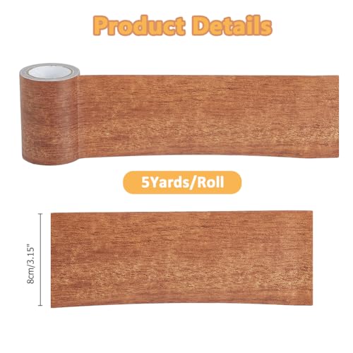 Image of Wood Grain Tapes 3inchx15feet Durable Multi-Use Adhesive Patch Self Adhesive Wood Grain Repair Patch Wood Colored Stickers Brown Upholstery Wood Duct Tape for Doors Floor Furniture