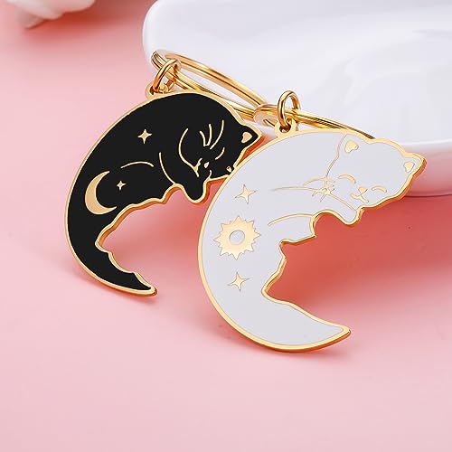 Image of XPENMULBOJA Couple Gifts for Boyfriend Girlfriend Fathers Day Cat Dad Keychain Anniversary Matching Couple Stuff for Wife Husband Him Her Christmas Stocking Stuffer for Women Men Cat Lover