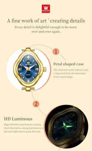 Image of OLEVS Womens Watch Gold Ladies Dress Elegant Luxury Ladies Stainless Steel Waterproof Small Slim Thin Wrist Watch